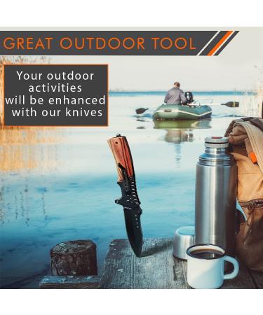 Wood Handle Pocket Knife - Spring Assisted Military Tactical Folding Knives for Camping, Hunting, Fishing - EDC Survival Tool - Boy Scout Gift for Men - Buy Online on GoSupps.com