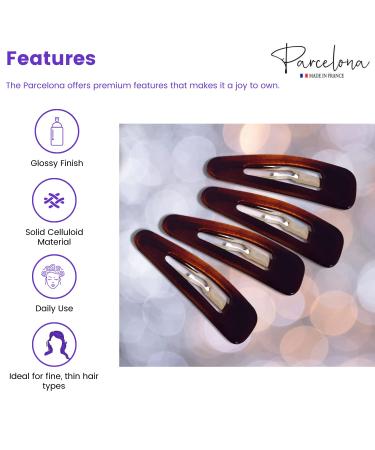 Parcelona French Mini Set of 4 Small Celluloid Acetate Snap Hair Clips - Tortoise Shell Brown - Made in France - Buy Online on GoSupps.com
