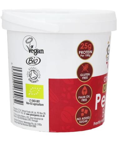 Geo Organics Crunchy Peanut Butter - Made with 100% Organic Roasted Peanuts (1kg Tub) - Natural No Palm Oil No Added Sugar No Salt Hi-Oleic Peanuts High in Protein Gluten Free Vegan Dairy Free Crunchy Peanut Butter 1 kg (Pack of 1) - Buy Online on GoSupps.com