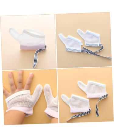 Healifty 2 Pairs Anti-Eating Gloves for Children | Baby Hand Mittens Thumb Protector | Nail Biting Stop Guard Mesh Glove Protection | Infant Products in Pink Black - 12x7.5x0.5cm - Buy Online on GoSupps.com
