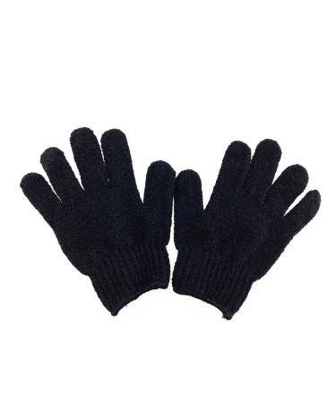 ROSENICE Bath Gloves Scrubber Body Shower Sponge Exfoliating Gloves 1 Pair(Black)