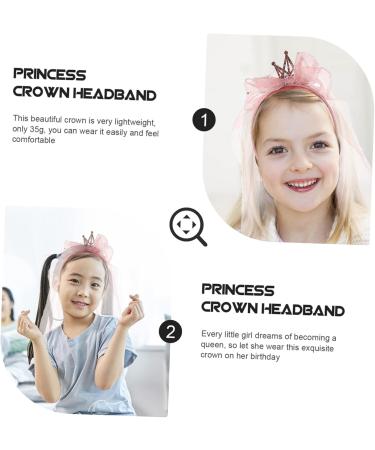 minkissy Headband Hair Wreath Princess Mesh Princess Crown Bow Veil Hair Bobbles Birthday For Girls Veil Princess Hairpiece Fabric Pink Sequins Crown 47x12cm Pink - Buy Online on GoSupps.com