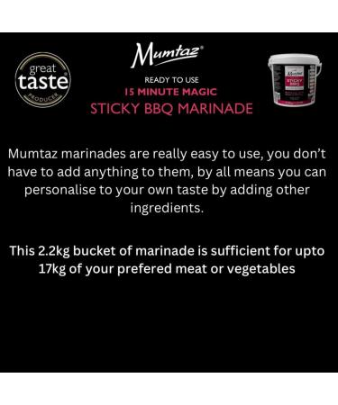 Mumtaz STICKY BBQ Marinade Catering/Party Size Bucket - BULK 2.2Kg - Restaurant Quality - Mildly Spiced - BBQ - Grill - Roast - Stir or Air fry.All Natural Ingredients- Gluten Free- Vegan Friendly. - Buy Online on GoSupps.com