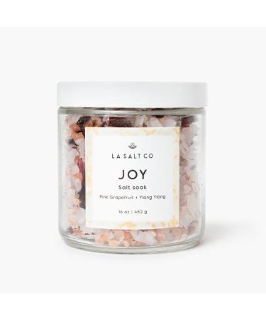 LA SALT CO Aromatherapy Bath Salt Soak  Joy | Mineral-Rich Himalayan Pink Salt & Magnesium Chloride  Pink Grapefruit  Ylang-Ylang Essential Oil | Energize  Rejuvenate  Mood-Balancing | 16 oz