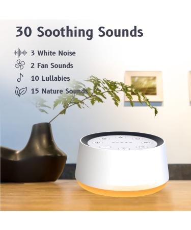 Sound Machine White Noise with 30 Soothing Sounds, 12 Colors, 5 Timers, Memory Function - for Baby Kids Adults - 32 Volume Levels, 10 Brightness Settings (White) - Buy Online on GoSupps.com