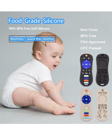 BABY SILICONE REMOTE TEETHER TOYS - 2-Pack, Black and White | Soft Teething Toys for Babies 0-6 Months | Hand Teether Pacifier Clip Included - Buy Online on GoSupps.com