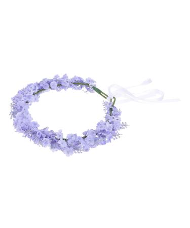 minkissy Flower Headband Lavender Flower Garland Lavender Headband Flower Crown Lavender Headpiece for Beach Vacation (Light Purple)