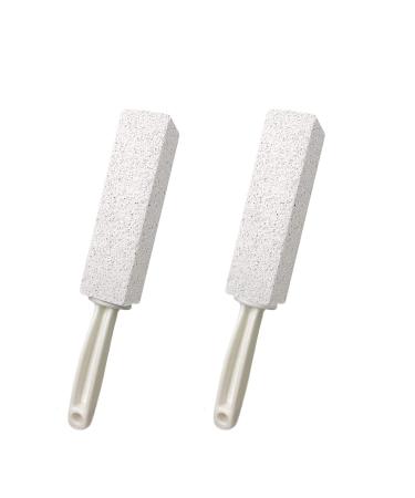 DDLuck 2 Pack pumice stone cleaning stone with handle toilet bowl cleaner spots and hardwater ring remover rust grill cleaner for kitchen/bathroom/pool/household cleaning 2 pack white