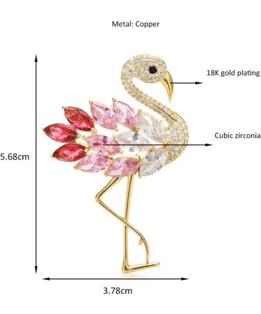 WIPPWER Pin Jewelry Gifts for Women Ladies Fashion Accessories Ladies Elegant Luxury Flamingo Bird Brooch Cubic Zirconia Bird Wedding Banquet Brooch Brooches & Pins - Buy Online on GoSupps.com