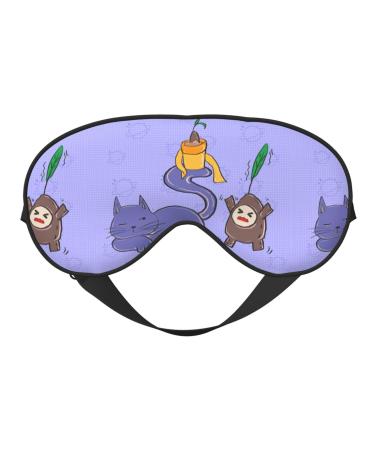 Sunflower Seeds and Cats Unisex Elastic Adjustable Buckle Design Blackout Sleep Eye Mask for Home Travel Yoga Office Nap