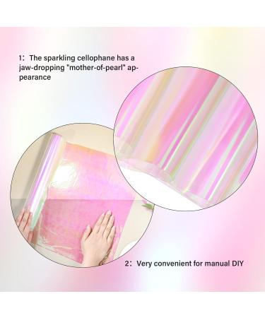 Iridescent Cellophane Wrap Roll Paper - 31.5 Inch Wide Rainbow Wrapping Film - DIY Gift Decoration Supplies - 49 Ft Roll - Ideal for Birthday, Holiday, Halloween, Christmas - Buy Online on GoSupps.com