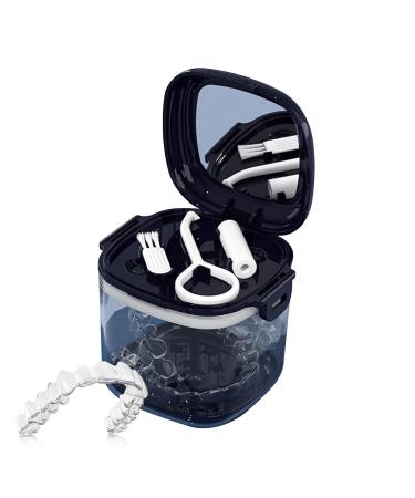 Buy Mundsichtui Transparent Storage Case - Hierarchical Hollow-out Bracket Box with Mirror Brush | Food Quality Travel Utensils | Mouth & Night Protection in Orozonit Sapphire Blue - Buy Online on GoSupps.com