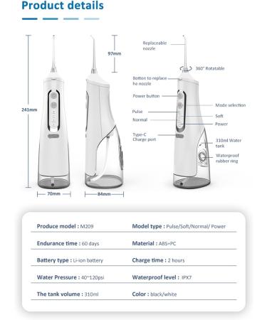 Portable Rechargeable Dental Scrubber - Powerful 4 Modes Water Flosser for Travel & Family Use - International Shipping Available - Buy Online on GoSupps.com