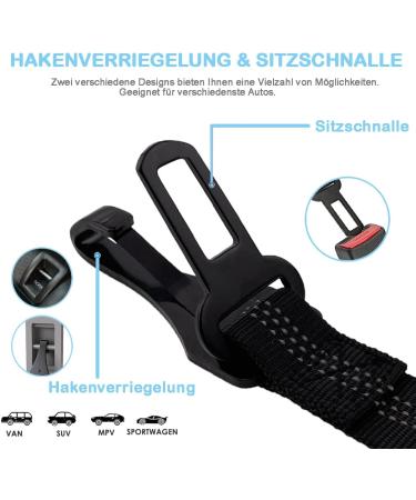 Leopets Dog Seat Belt for Car | Universal Safety Belt for All Dog Sizes 30cm-90cm | Reflective Carabiner & Damping Design (Black) - Perfect for Safe Travel - Buy Online on GoSupps.com