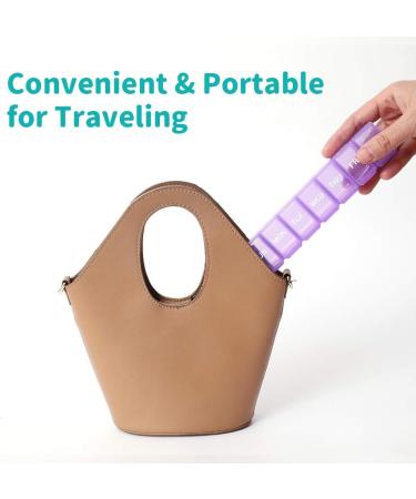 Buy 2 Packs Small Weekly Pill Organizer - Pocket Daily Pill Case for Vitamins Supplements & Fish Oil (Purple) | International Shipping Available - Buy Online on GoSupps.com