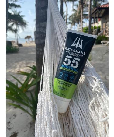 Watermans Mineral SPF 55 Zinc Sunscreen | Aqua-Armor Broad Spectrum for Face and Body | Reef Safe, Water Resistant Formula - Buy Online on GoSupps.com
