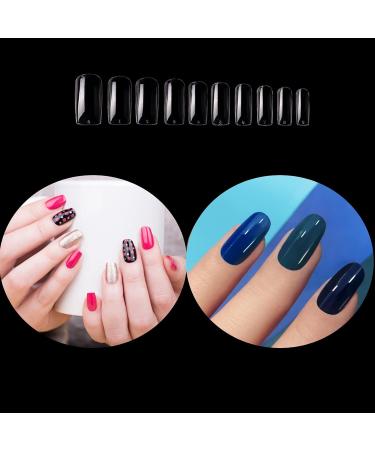 Sunydog 100Pcs Clear Acrylic Nail Tips - Full & Half Cover Coffin-Shaped Ballerina Tips for Nail Studios & DIY Nail Art | 10 Sizes - Buy Online on GoSupps.com