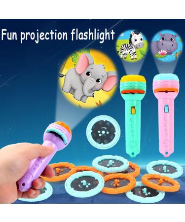 2 PCs Children's Flashlight Projector Toy - 80 Animal Patterns Dinosaurs & Transport Vehicles | Ideal for Kids' Educational Fun - Buy Online on GoSupps.com