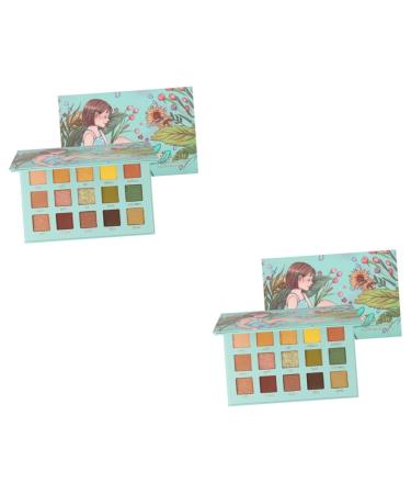 TOVINANNA 2 Pcs Compact Female Cosmetic Pallet Palette Green 1 count (Pack of 1) Greenx2pcs