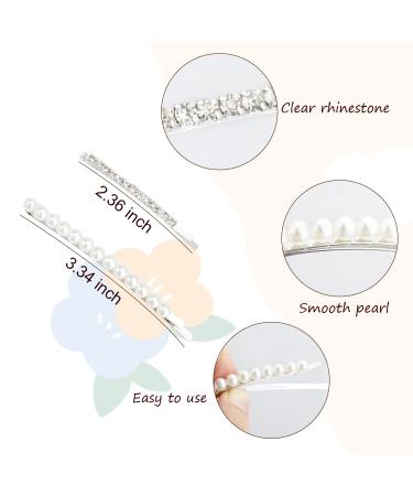 12-Piece Silver Rhinestone & Pearl Hair Clips Set for Wedding Bridal Lady Hair Styling - Decorative Bobby Pins for Women & Girls - Buy Online on GoSupps.com