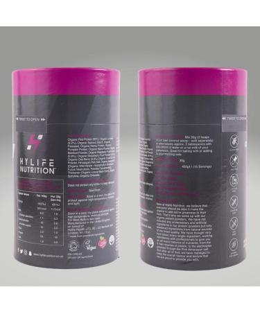 Hylife Nutrition Mixed Berry Vegan Protein Powder - 450g (15 Servings) Organic & Natural Ingredients - Dairy, Gluten, and Soy Free - Buy Online on GoSupps.com