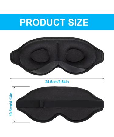 3D Contoured Cup Sleep Eye Mask for Men Women - Adjustable Strap, Molded Night Blindfold for Travel & Meditation - Black - Buy Online on GoSupps.com