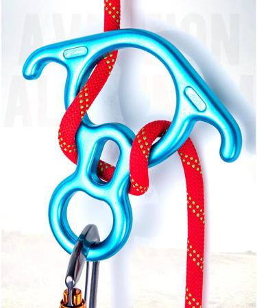 EMMRAGNO 50KN Rescue Figure 8 Descender - Large Bent-Ear Belaying Device | Aluminium Alloy Rappelling Device in Blue - Buy Online on GoSupps.com