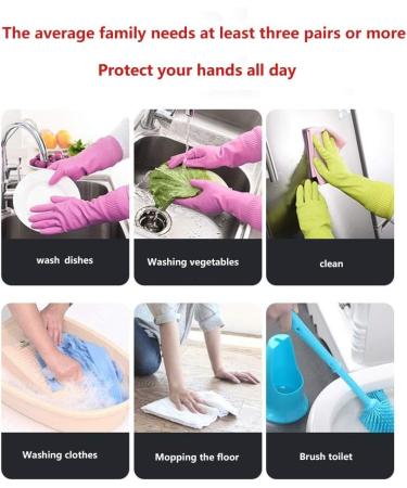 Imported Household Chores Lengthened Thickened Kitchen Cleaning Gloves Durable Dishwashing Clothes 5 Pairs Small Yellow - Buy Online on GoSupps.com