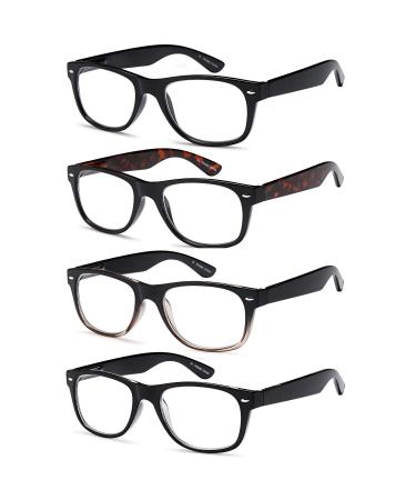 Gamma Ray Reading Glasses - 4 Pairs Spring Hinge Readers for Men and Women 2.50 2.50x 4 Pack