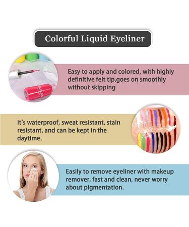 14-Color Waterproof Liquid Eyeliner Set - Long-Lasting Neon Makeup for Girls | International Shipping - Buy Online on GoSupps.com