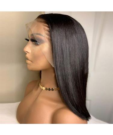 Lace Front Wigs for Black Women | 14-Inch Precut Synthetic & Real Hair Straight Bob - 150% Natural Hairline - Buy Online on GoSupps.com