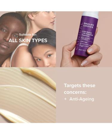 Paula's Choice Clinical 0.3% Retinol & 2% Bakuchiol Anti-Aging Serum - Effective Treatment for Wrinkles & Dark Spots - Peptides for All Skin Types - 30 ml - Buy Online on GoSupps.com