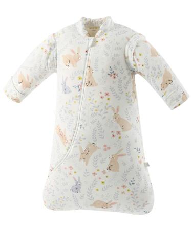 Chilsuessy Baby Sleeping Bag with Detachable Long Sleeves 2.5 Tog Wearable Blanket for Winter Toddler Sleeping Bag Kids Sleeping Sack for Infant Toddler Rabbit Forest/2.5 Tog 2-4 Years