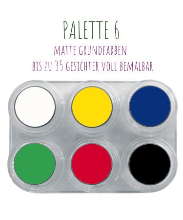 Grimas Professional Water Makeup Palette - 6 Matte Basic Colors 2.5ml | High-Quality Face Paint for Carnival & Events - Buy Online on GoSupps.com
