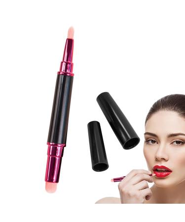 Lip Gloss Brush | Travel Makeup Brush Dual-ended Lipstick Blending Brush Round And Flat Head Makeup Brush With Dust-Proof Lid
