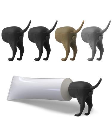 GWAWG 4PCS toothpaste dispenser for dog droppings Pooping Dog butt toothpaste attachment funny toothpaste squeezer toothpaste cap dog-po toothpaste cap