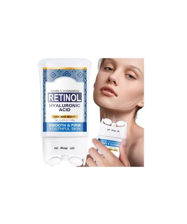 Retinol Neck Cream for Tightening and Firming Neck Firming Cream with Massage Roller Day & Night Anti Aging Neck & D collet Moisturizer Skincare Reduces Wrinkles and Smooths Sagging Skin