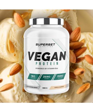 Superset Nutrition - 100% Vegan Protein (900g) - Vegetable protein mix - Pea Rice Coconut and Pumpkin + Vitamin B12 - The best alternative to classic whey - Almond & Vanilla - Buy Online on GoSupps.com