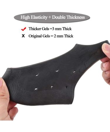 Gel Heel Cushion Inserts for Plantar Fasciitis - Silicone Protectors for Cracked Heels, Achilles Tendinitis - 4 Count (Black/White) - Women & Men - Buy Online on GoSupps.com