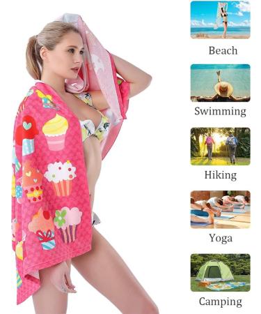 Auxory 30x60 Microfiber Beach Towel for Travel - Quick Dry, Sand Proof, Super Absorbent - Ice Cream Design - Ideal for Swimmers, Men, Women, Kids - Buy Online on GoSupps.com