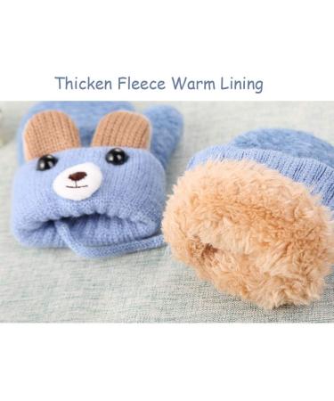 iEasey Cute Bear Baby Toddler Winter Mittens | Kids Cold Weather Fleece Gloves | Insulated Ski Snow Gloves for Baby Girls Boys 0-3 Years - Blue - Buy Online on GoSupps.com