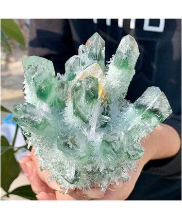 Natural Crystal Rough 500-600g Phantom-Crystal Green Ghost Tibetan Quartz Crystal Cluster Geode - Buy Online on GoSupps.com