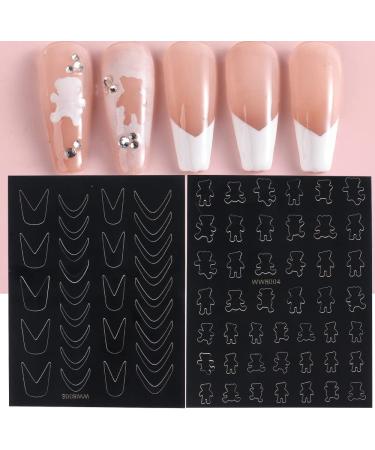 Airbrush Nail Stencils - French Star Heart Bear Butterflies Decals | DIY Nail Designs Stickers - Buy Online on GoSupps.com