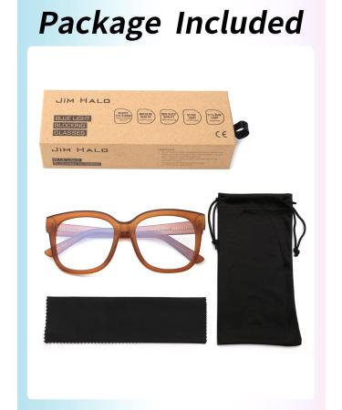 Buy JIM HALO Blue Light Blocking Glasses for Women - Oversized Square Design Metal CP Temples Stylish Brown - Protect Your Eyes While Using Computers - Buy Online on GoSupps.com