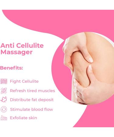 Avalon Anti Cellulite Massager & Exfoliating Body Brush - Pink | Cellulite Remover for Fat Deposits | Shower Scrubber for Massage with Cream or Oil - Buy Online on GoSupps.com