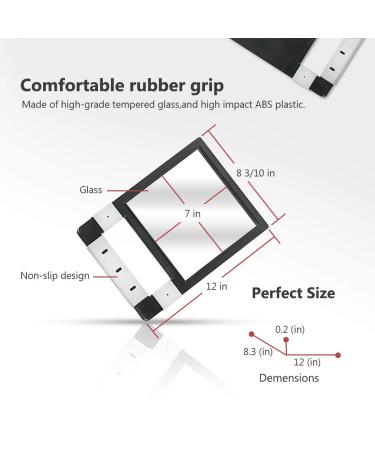 DEATTI Large Unbreakable Hand Mirror with Silicone Handle | Salon Barber Shop Vanity Mirror - Black 8.2 x 11.8 inches - Buy Online on GoSupps.com