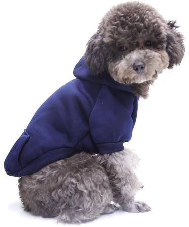 Dog Hoodie with Pocket - Navy Blue Sweater for Small, Medium, Large Dogs | Pet Winter Coat - Buy Online on GoSupps.com
