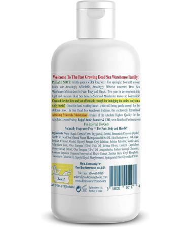 Dead Sea Warehouse Amazing Minerals Moisturizer 9.3 oz - Lightweight Face & Body Moisturizer with Dead Sea Minerals - Fragrance-Free - Buy Online on GoSupps.com