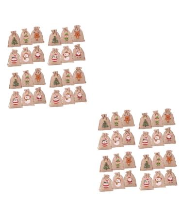Cabilock 48 Pcs Christmas Sack Calendars Santa Bag Christmas Advent Bags Countdown Blush Beam Port Elder