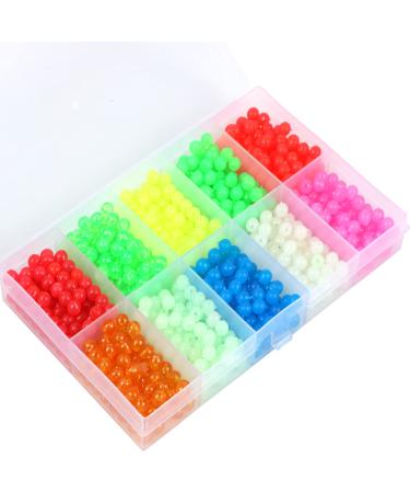 XuuHaa 1000PCS Fishing Beads Assorted Set, Premium 5mm Round Float Glow Fishing Rig Beads, Luminous Fishing Bait Eggs Plastic Beads Lure Tackle 10 Colors- 1000 PCS